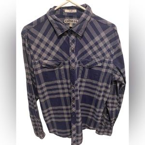 Express long sleeve button down fitted shirt